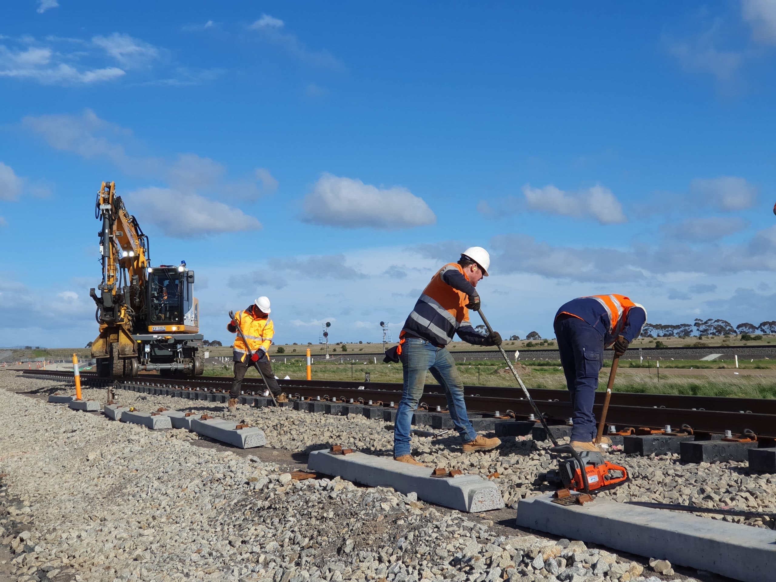 WVS Composite Sleepers Install 23July2019_Track Shot 1 out with the old in with the new;